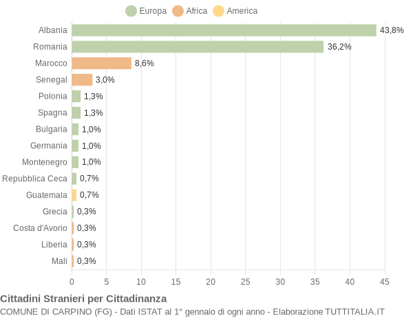 Grafico cittadinanza stranieri - Carpino 2018