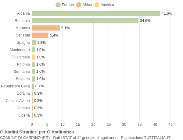 Grafico cittadinanza stranieri - Carpino 2019