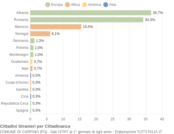 Grafico cittadinanza stranieri - Carpino 2022