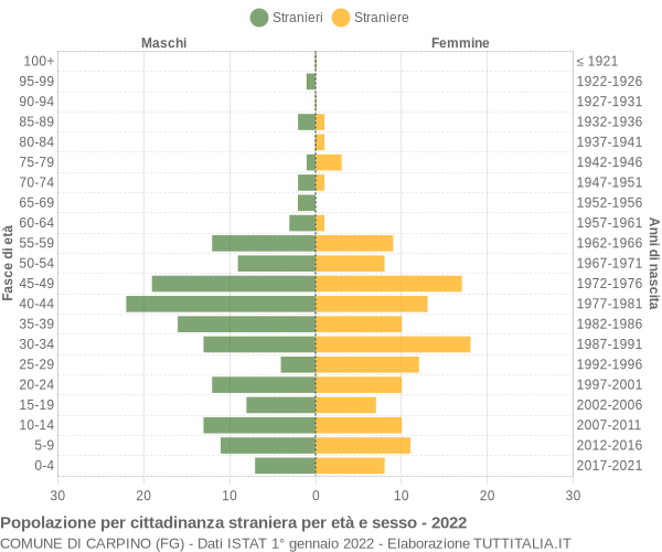 Grafico cittadini stranieri - Carpino 2022