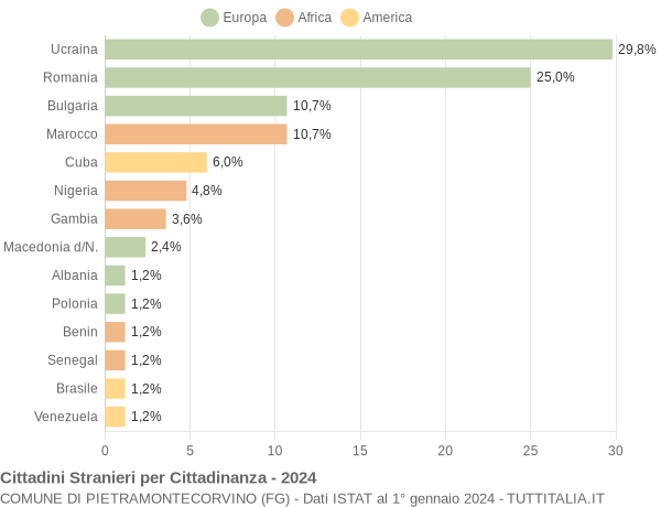 Grafico cittadinanza stranieri - Pietramontecorvino 2024