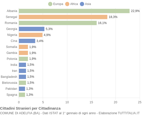 Grafico cittadinanza stranieri - Adelfia 2017