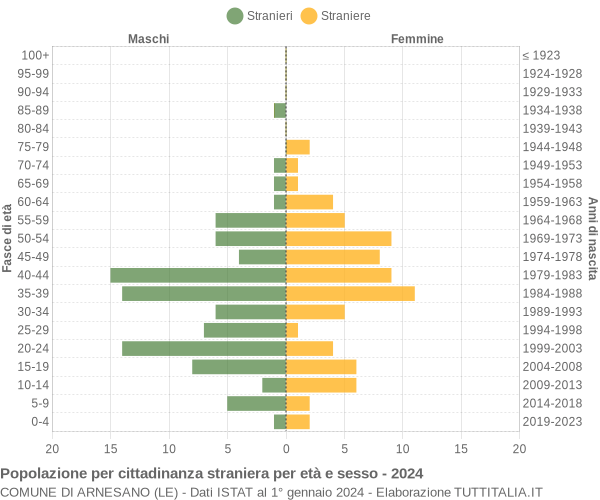 Grafico cittadini stranieri - Arnesano 2024