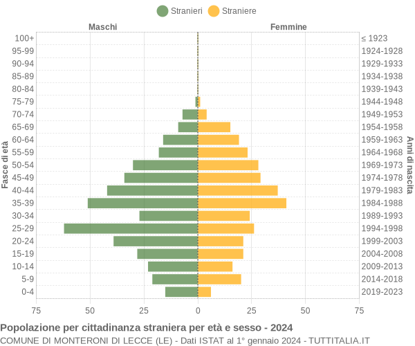 Grafico cittadini stranieri - Monteroni di Lecce 2024