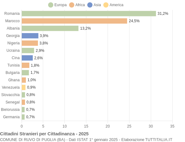 Grafico cittadinanza stranieri - Ruvo di Puglia 2025