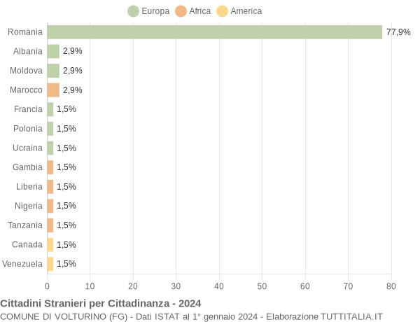 Grafico cittadinanza stranieri - Volturino 2024