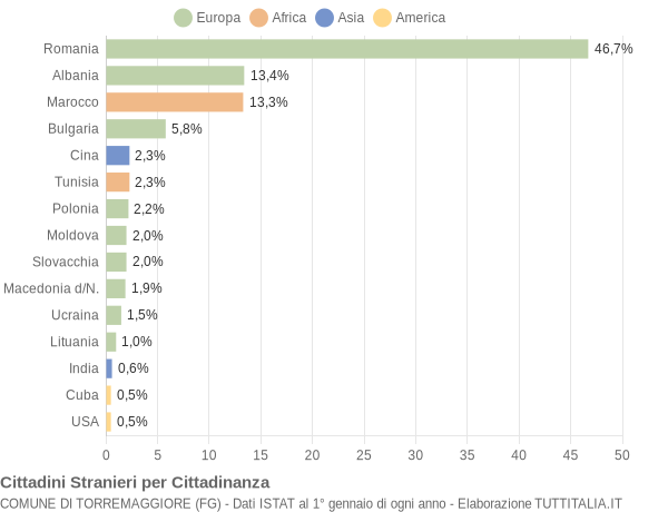 Grafico cittadinanza stranieri - Torremaggiore 2015