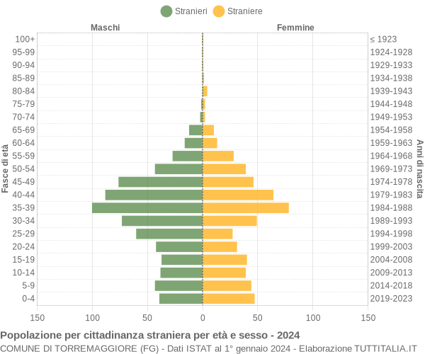 Grafico cittadini stranieri - Torremaggiore 2024