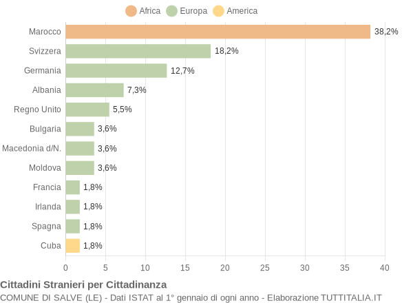 Grafico cittadinanza stranieri - Salve 2004