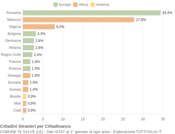 Grafico cittadinanza stranieri - Salve 2013