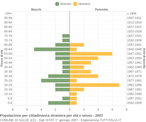 Grafico cittadini stranieri - Salve 2007