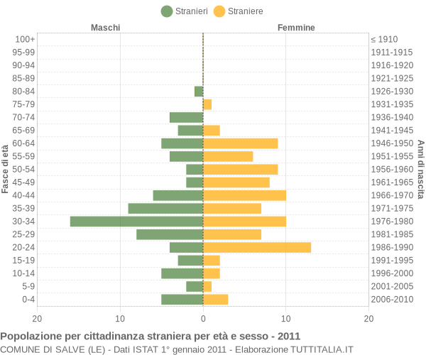 Grafico cittadini stranieri - Salve 2011