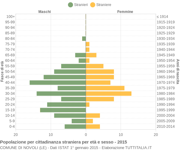 Grafico cittadini stranieri - Novoli 2015