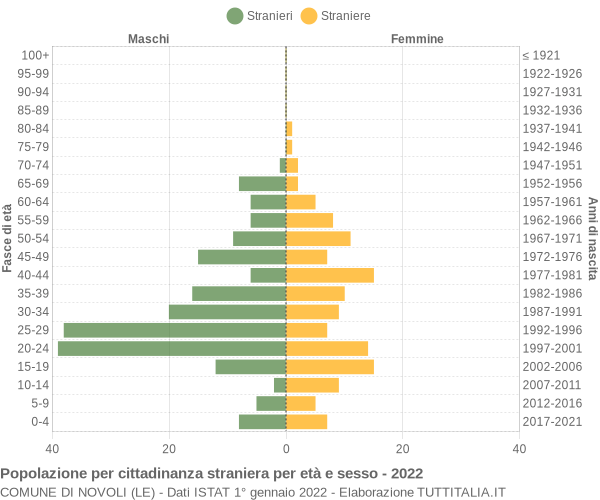 Grafico cittadini stranieri - Novoli 2022