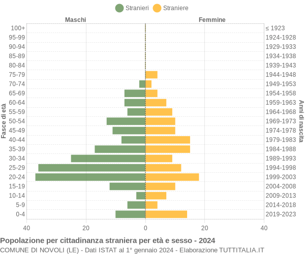 Grafico cittadini stranieri - Novoli 2024