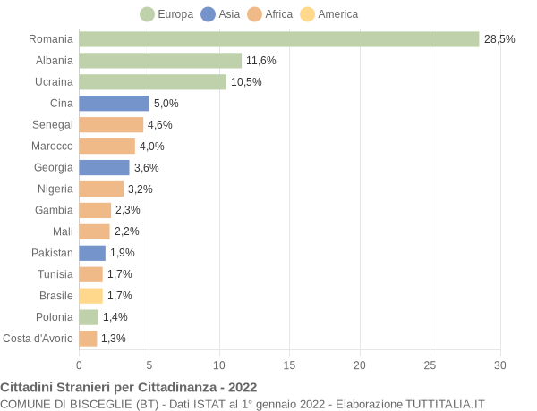 Grafico cittadinanza stranieri - Bisceglie 2022