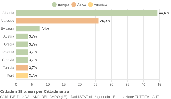 Grafico cittadinanza stranieri - Gagliano del Capo 2004