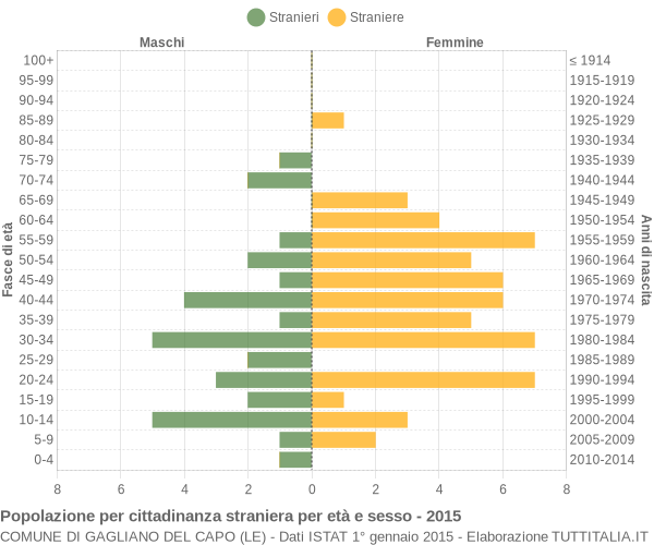 Grafico cittadini stranieri - Gagliano del Capo 2015