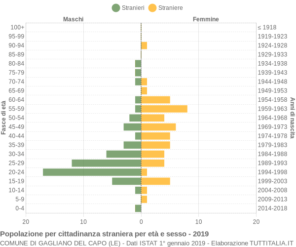 Grafico cittadini stranieri - Gagliano del Capo 2019