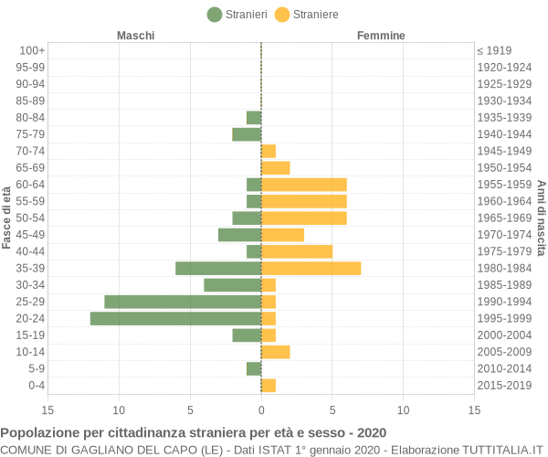 Grafico cittadini stranieri - Gagliano del Capo 2020