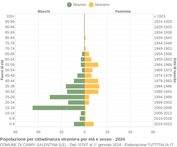 Grafico cittadini stranieri - Campi Salentina 2024