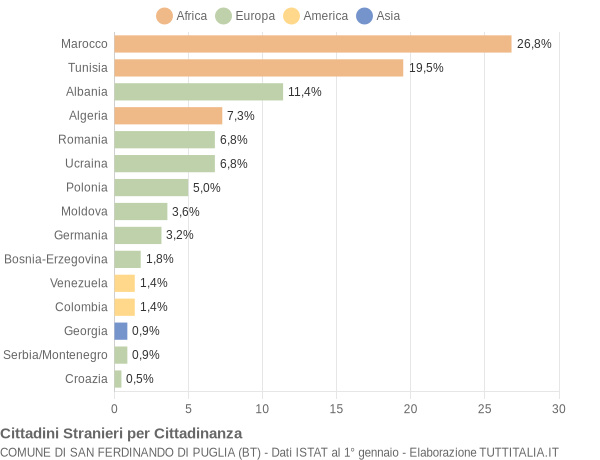 Grafico cittadinanza stranieri - San Ferdinando di Puglia 2004