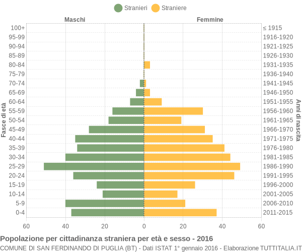 Grafico cittadini stranieri - San Ferdinando di Puglia 2016