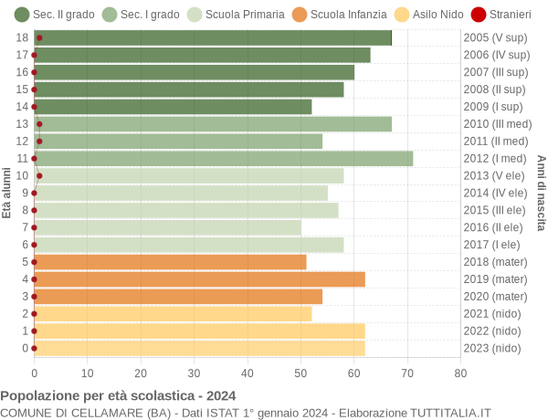 Grafico Popolazione in età scolastica - Cellamare 2024