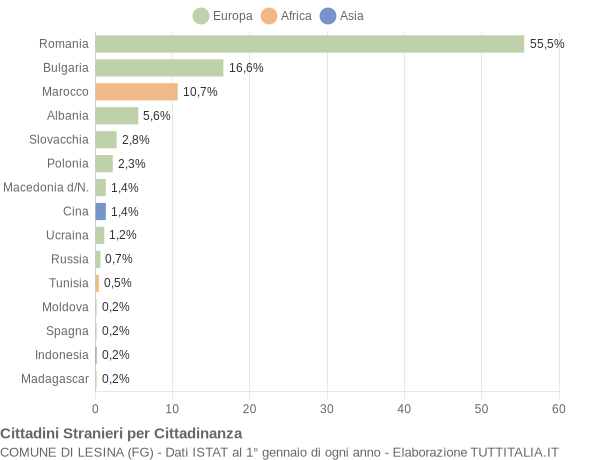 Grafico cittadinanza stranieri - Lesina 2013