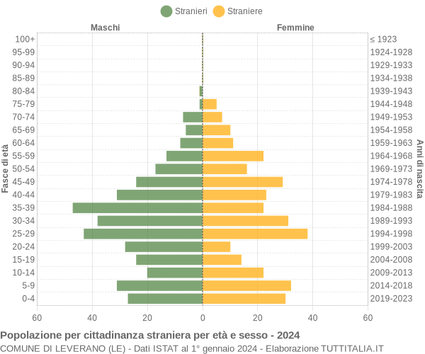 Grafico cittadini stranieri - Leverano 2024