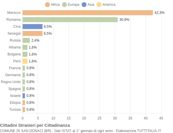 Grafico cittadinanza stranieri - San Donaci 2021