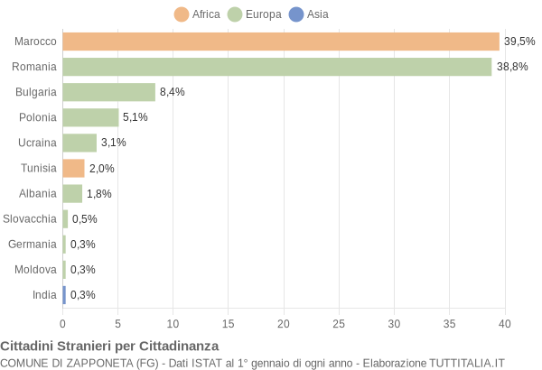 Grafico cittadinanza stranieri - Zapponeta 2011