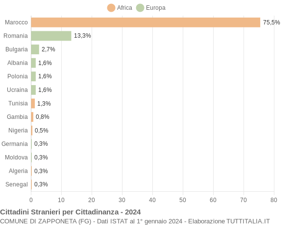 Grafico cittadinanza stranieri - Zapponeta 2024