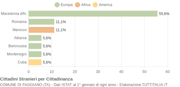 Grafico cittadinanza stranieri - Faggiano 2009