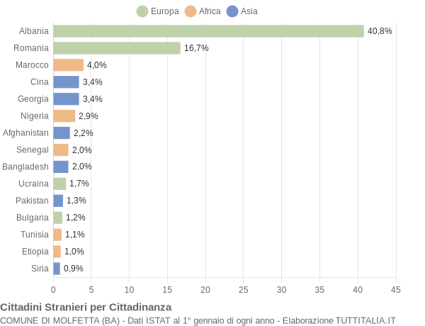 Grafico cittadinanza stranieri - Molfetta 2019