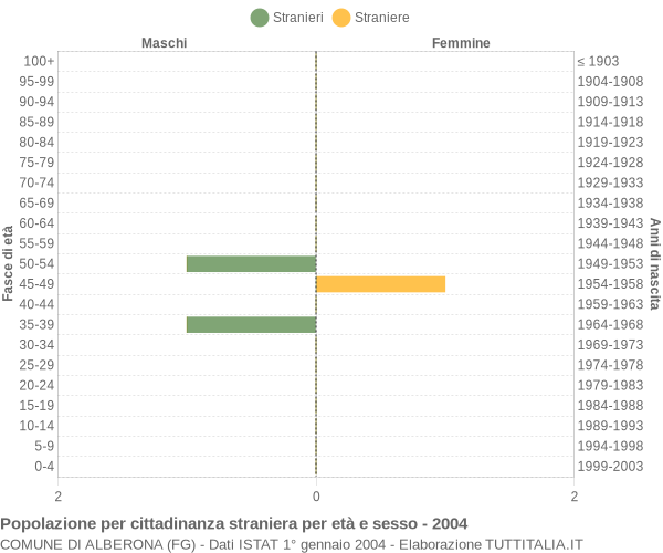 Grafico cittadini stranieri - Alberona 2004