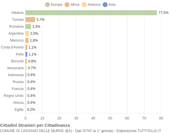 Grafico cittadinanza stranieri - Cassano delle Murge 2005