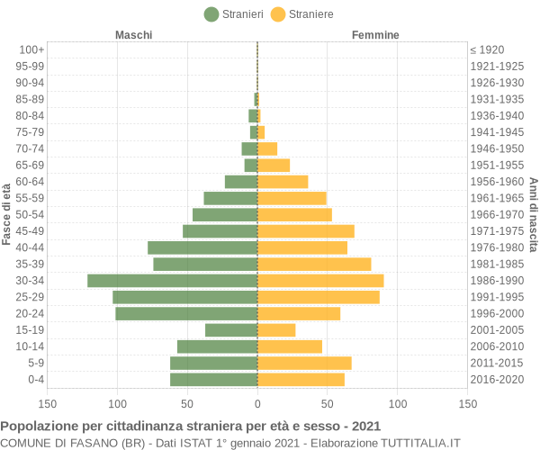 Grafico cittadini stranieri - Fasano 2021