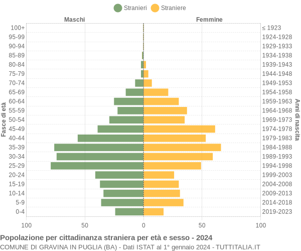 Grafico cittadini stranieri - Gravina in Puglia 2024