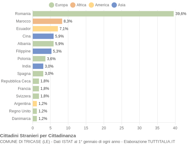 Grafico cittadinanza stranieri - Tricase 2010