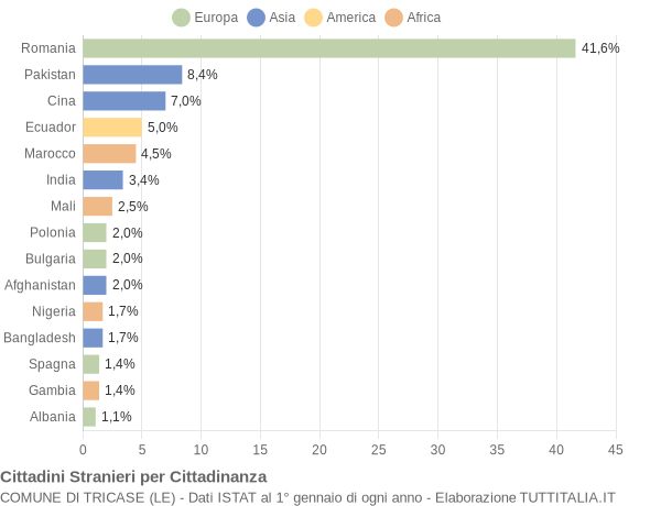 Grafico cittadinanza stranieri - Tricase 2018