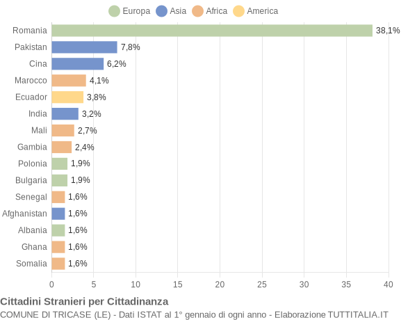 Grafico cittadinanza stranieri - Tricase 2019