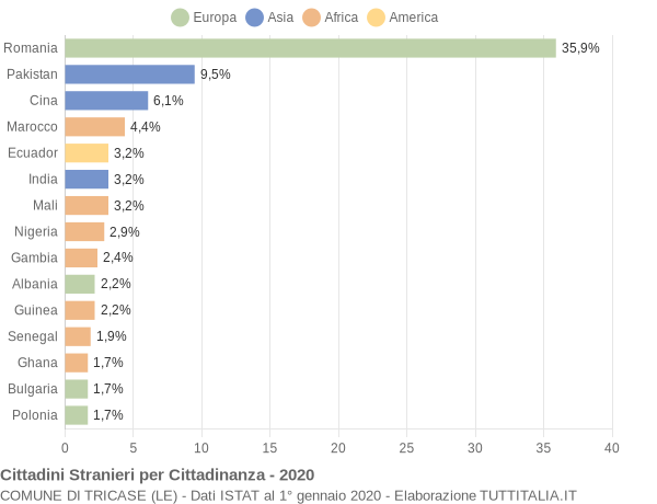 Grafico cittadinanza stranieri - Tricase 2020