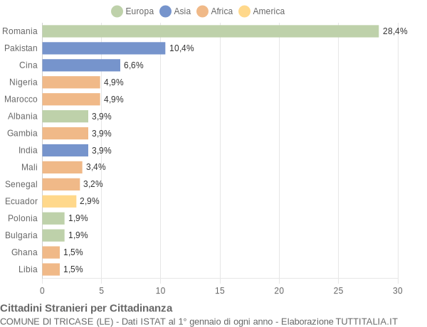 Grafico cittadinanza stranieri - Tricase 2021