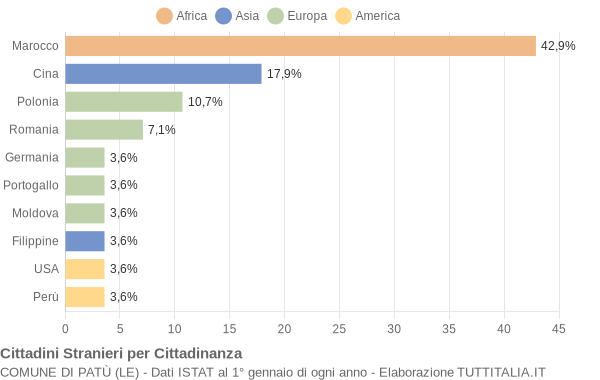 Grafico cittadinanza stranieri - Patù 2009