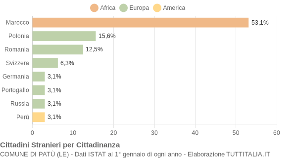 Grafico cittadinanza stranieri - Patù 2015