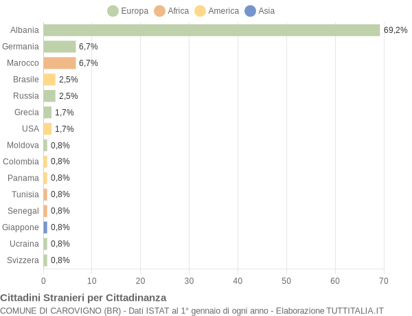 Grafico cittadinanza stranieri - Carovigno 2004