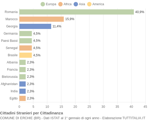 Grafico cittadinanza stranieri - Erchie 2015