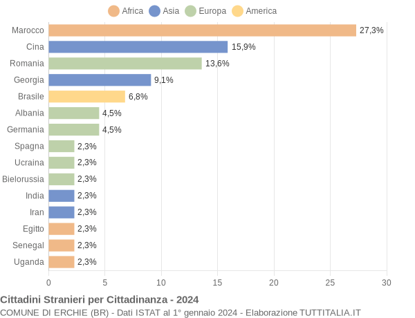 Grafico cittadinanza stranieri - Erchie 2024