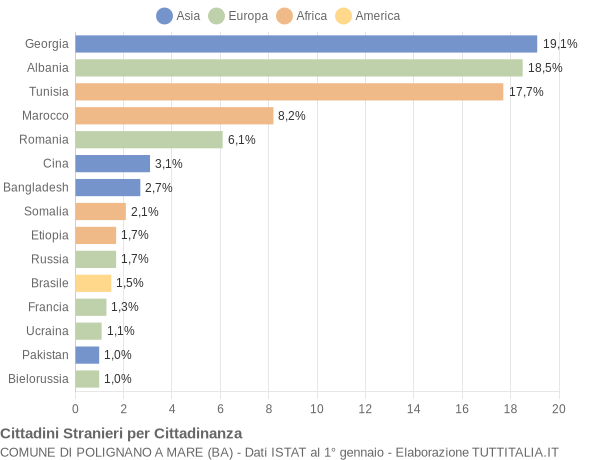 Grafico cittadinanza stranieri - Polignano a Mare 2017